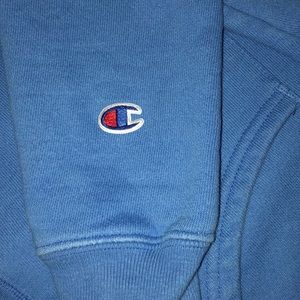 champion reverse weave groove blue hoodie